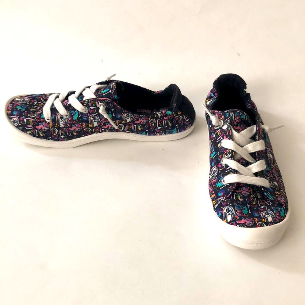 Bobs from Sketchers Memory Foam 10 Sneaker Shoe Dog Design Black Multi Excellent